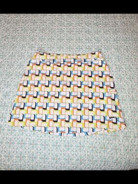 Slazenger Retro Link-Print Skort in Orange, Blue, Green, Navy & White